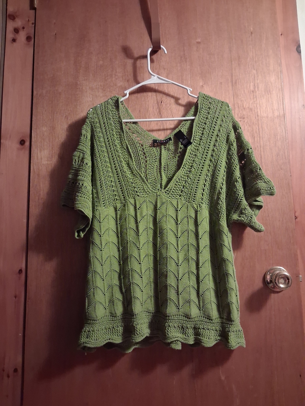 Axcess Green Crochet V-Neck Sweater